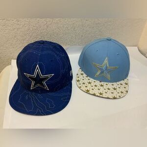 Dallas Cowboys New Era 59FIFTY Fitted Hat  Size 7 1/2 NFL Cap lot of 2